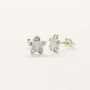 Silver And Gemstone Earrings: Aquamarine Wahlenbergia studs