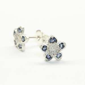 Silver And Gemstone Earrings: Sapphire wahlenbergia studs
