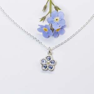 Forget me not sapphire and yellow diamond pendant