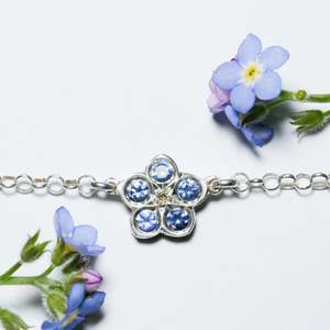 Sapphire and yellow diamond forget me not bracelet