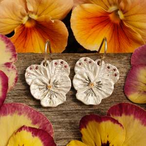 Enamel Earrings: Pansy earrings