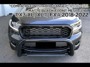 Nudge Bars: Front Mesh Grill to suit Ford Ranger Matt Black PX3 XL/XLT/FX4 2018-2022