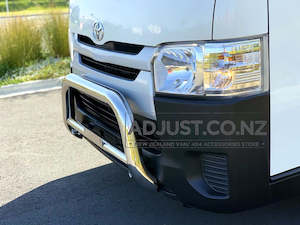 Nudge Bars: Compatible with Toyota Hiace Stainless Steel Nudge Bar Silver