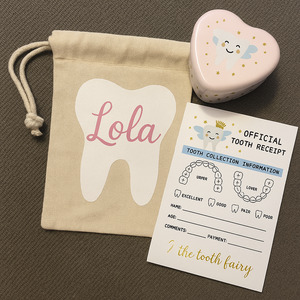 Personalised Tooth Fairy Set - Custom Tooth Container & Pouch NZ