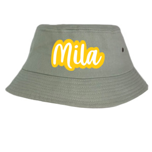 Personalised Items: Personalised Kids Bucket Hat Yellow Name - Custom Sun Hat NZ