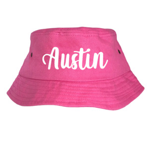 Personalised Kids Bucket Hat White Name - Custom Sun Hat NZ