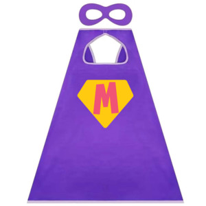 Personalised Purple Super Hero Cape & Mask Set - Kids Costume NZ