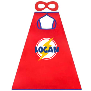 Personalised Red Super Hero Cape & Mask Set - Classic Kids Costume NZ