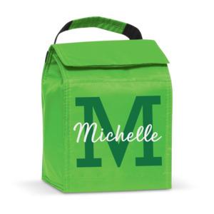 Personalised Lunch Cooler  (NZ) Green Initial - Custom Kids Insulated Lunch Bag
