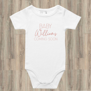 Personalised Items: Personalised Coming Soon Baby Onesie - Pregnancy Announcement Gift NZ