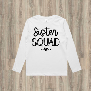 Sister Squad Tee - Long Sleeve Girls T-Shirt - White or Grey NZ