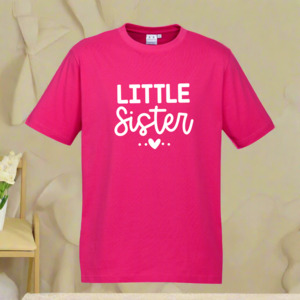 Little Sister Tee - Fuchsia Pink - Sibling Announcement T-Shirt NZ