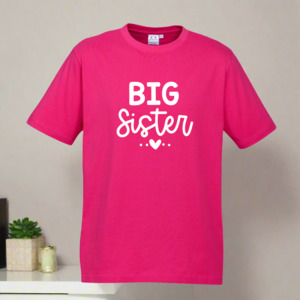 Big Sister Tee - Fuchsia Pink - Sibling Announcement T-Shirt NZ