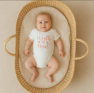 Worth The Wait Onesie - Blue, Rose Gold Or Purple