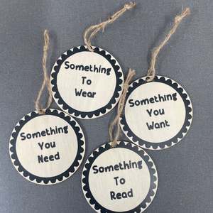 Black Holiday Gift Tags – Something You Want, Need, Wear & Read – Wooden Set of 4 (Copy)