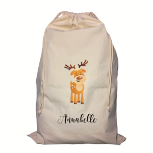Christmas Collection: Personalised Reindeer Santa Sack - Custom Christmas Gift Bag NZ