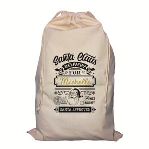 Christmas Collection: Personalised Santa Delivery Santa Sack - Custom Christmas Gift Bag NZ