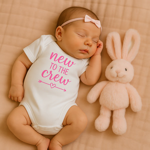 Products: Pink Baby Welcome Bundle - Bunny Soft Toy & New to the Crew Onesie