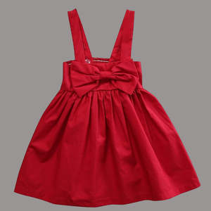 Red Shirred Back Dress with Straps