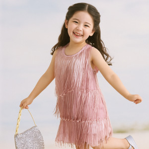 Products: Girls Pink Art Deco Dress - Vintage Inspired Party Dress