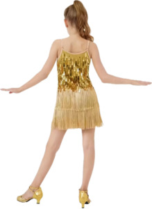Products: Girls Gold Art Deco Dress - Vintage Inspired Party Dress
