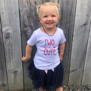 ‘Two Cute’ T-Shirt (White or Pink)