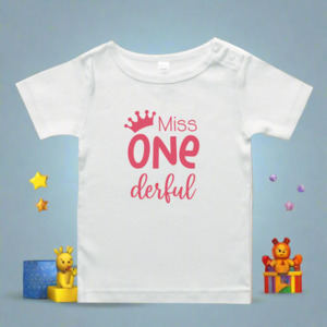Age Tees: Miss Onederful T-Shirt or Onesie - Pink - First Birthday Outfit NZ