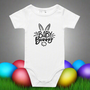 Easter Collection: Baby Bunny Onesie - Soft Cotton in Black, Pink or Blue
