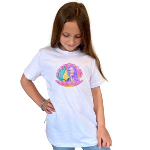 Mermaid Clam Shell Tee - Girls Ocean Theme T-Shirt NZ