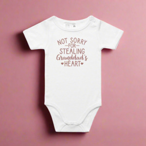 Fathers Day: Not Sorry for Stealing Grandpa's Heart T-Shirt or Onesie - Grandparent Gift NZ