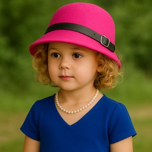 Art Deco Cloche Hat for Girls - Vintage Pink Blue Felt Hat NZ