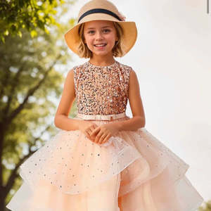 Dresses Tutus Accessories: Sparkling Flower Girl Dress - Sequin Princess Wedding Dress with Train NZ