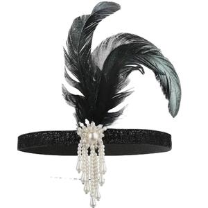 Vintage Feather Headband - Black - Art Deco Gatsby Style Accessory NZ