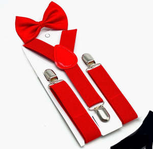 Boys Special Occasion Clothes Accessories: Red Suspenders and Bow Tie Set