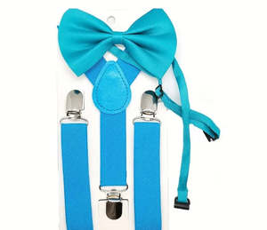 Boys Special Occasion Clothes Accessories: Sky Blue Suspenders & Bowtie Set