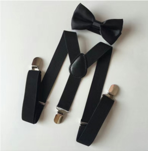 Black Suspenders and Bow Tie Set