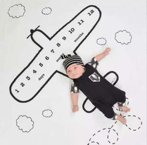 Babies Parent Gifts: Baby Milestone Photography Mat Plane Theme - Monthly Photo Backdrop NZ