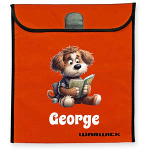 Large Orange Personalised Book Bag - Custom Kids School Book Bags NZ