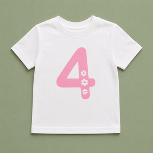 All Tees: Pink Floral Number 4 Birthday Tee