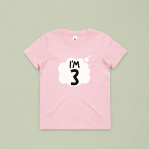 Third Birthday T-Shirt - I'm 3 Years Old (White, Pink or Blue)