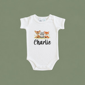 Personalised Items: Personalised Woodland Animals Baby Onesie NZ