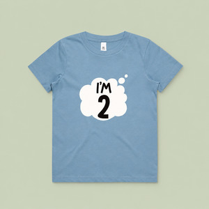 Second Birthday T-Shirt - I'm 2 Years Old (White, Pink or Blue)