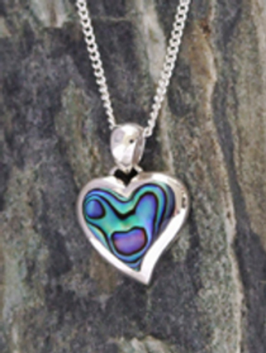 Heart Sterling Silver Paua Pendant