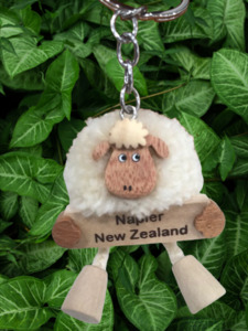 Pom Pom Sheep Keyring With Napier New Zealand