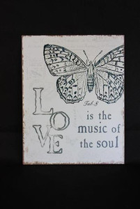 Products: Love is the music of the soul' metal sign
