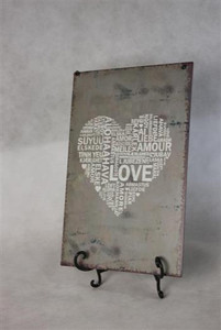 Grey love heart metal sign