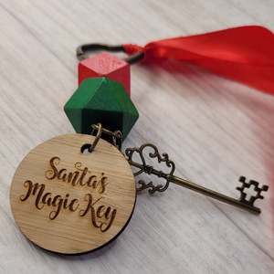 Keyring - Geo: Santa Key - Bright beads, small tag