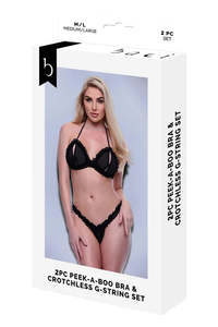 Lingerie: 2pce Peek-A-Boo Bra & G-string