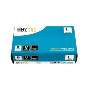 Hytec Blue Vinyl Gloves, Powder Free (100 gloves/pack)