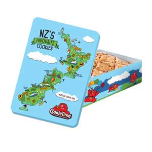 Products: Cookie Time Kiwiana Map Tin 350g Queenstown Airport Aelia Duty Free Shopping